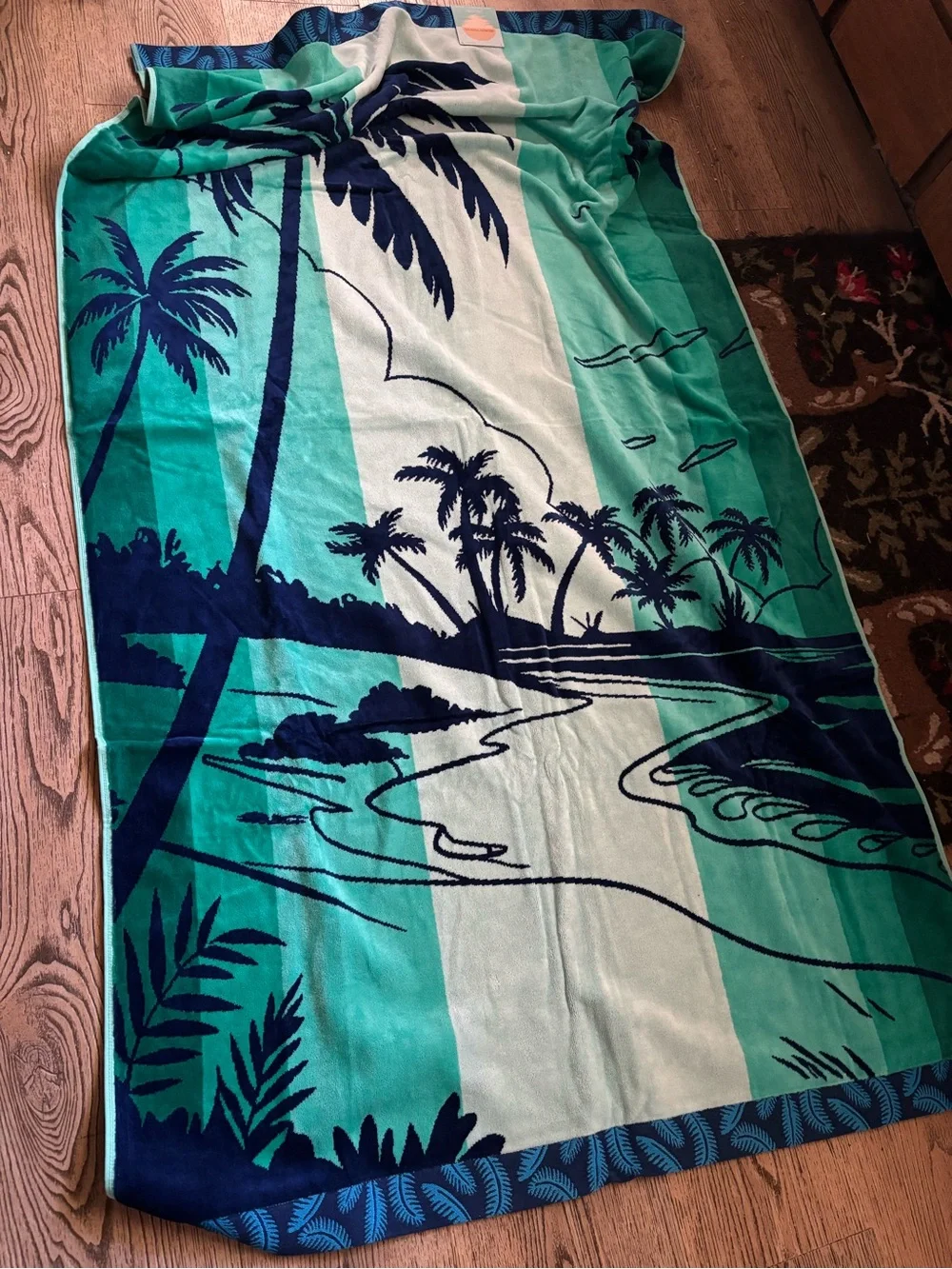New Beach Towel. Cotton. Blue Hawaiian